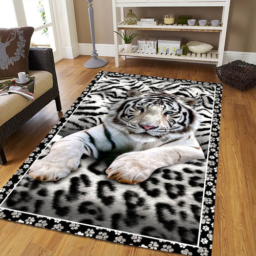 Cool White Tiger Pattern Home Rug Q031003