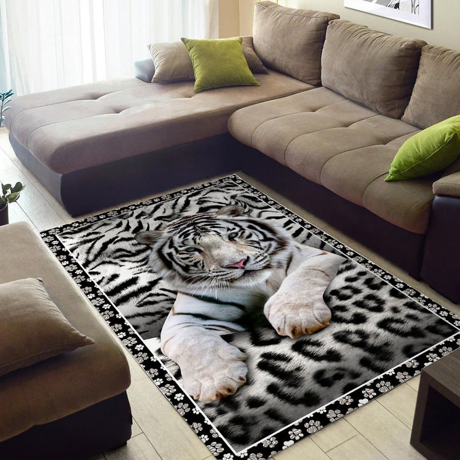 Cool White Tiger Pattern Home Rug Q031003