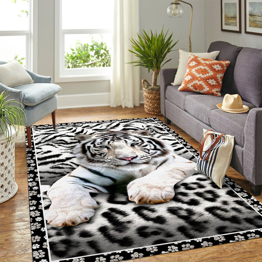 Cool White Tiger Pattern Home Rug Q031003