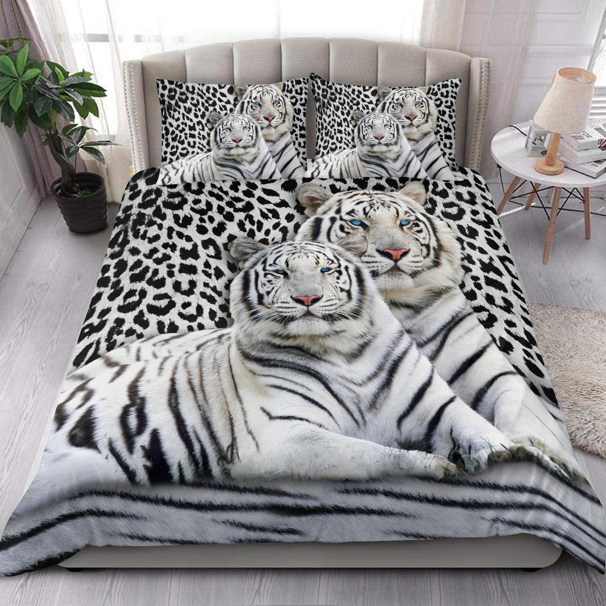 White Tiger Couple Q2 All Over Printed Bedding Set Q061109