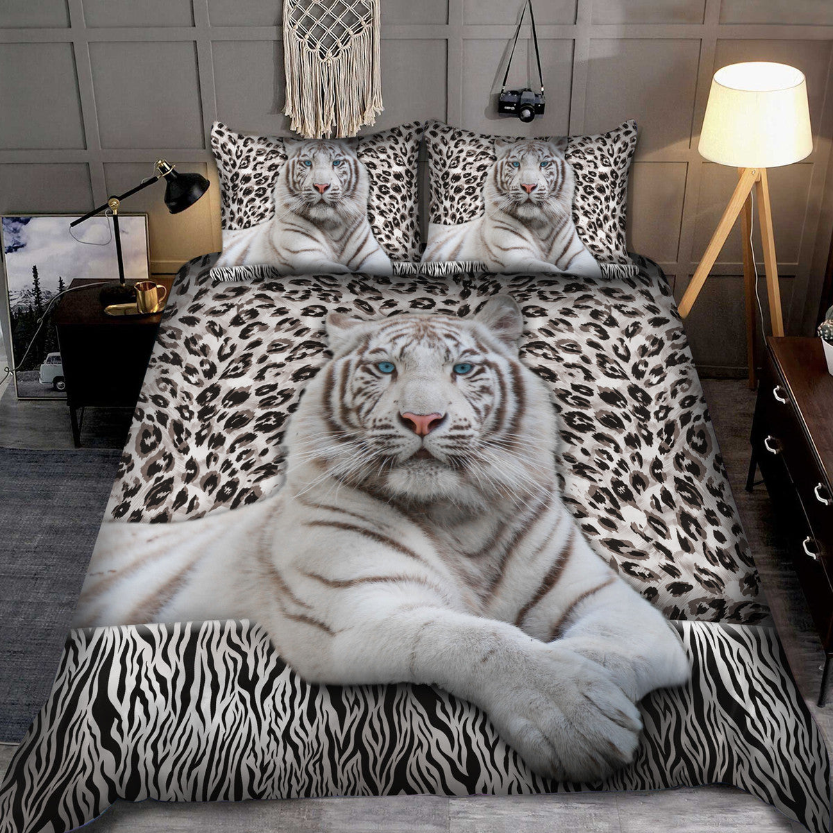 Cool White Tiger Q7 All Over Printed Bedding Set Q211201