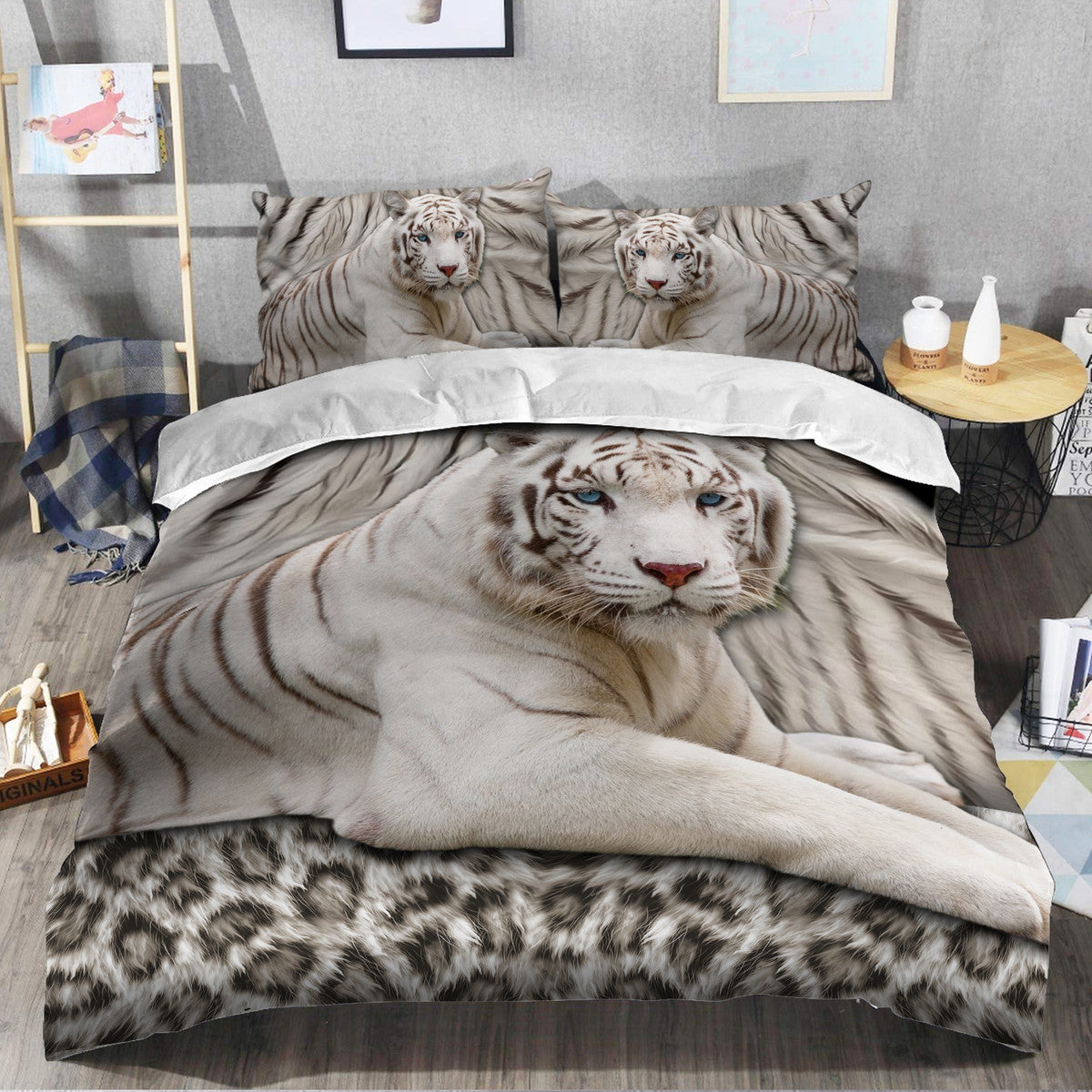 Cool White Tiger Q9 All Over Printed Bedding Set Q080106