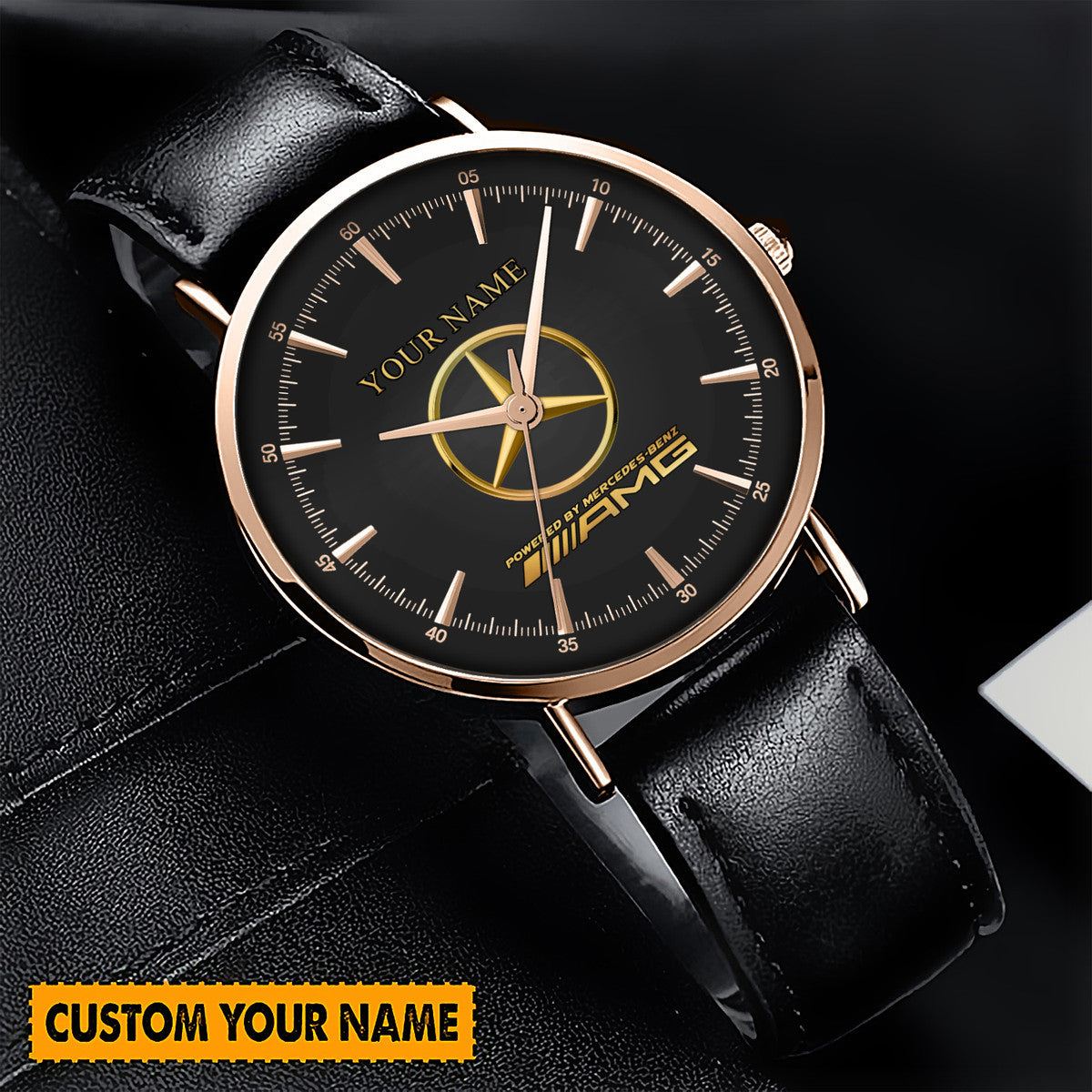Personalized Merc AMG Quartz Leather Watch Q040303