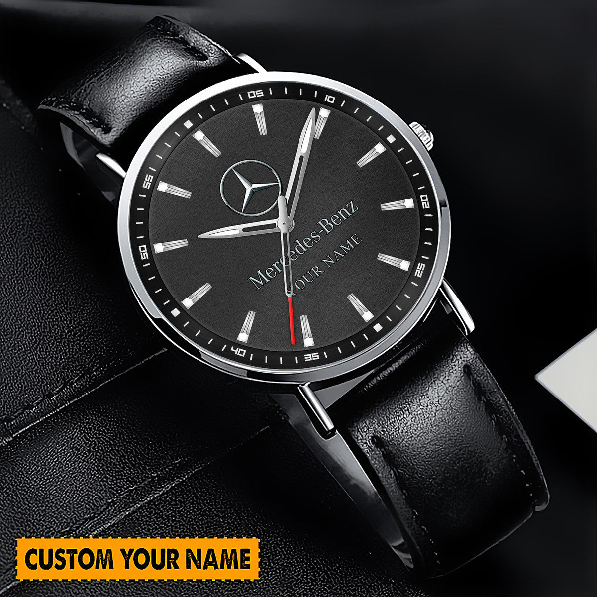 Personalized Merc Quartz Leather Watch P040303