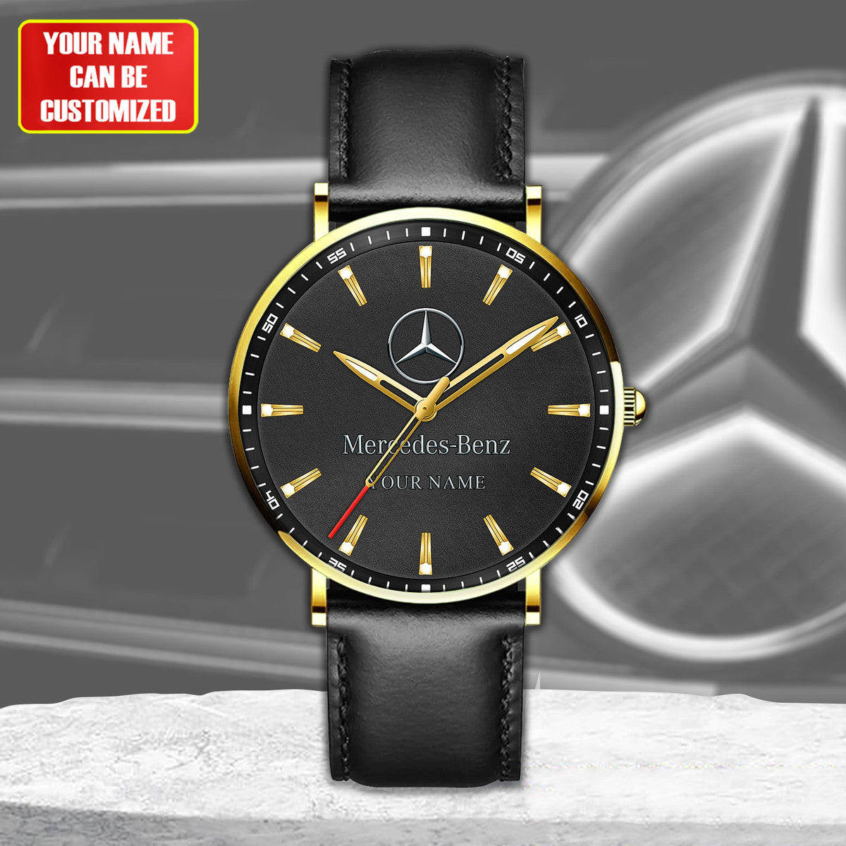 Personalized Merc Quartz Leather Watch P040303
