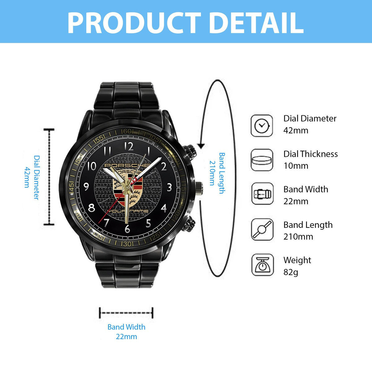 Personalized Pors Luxury Stainless Steel Watch P260301