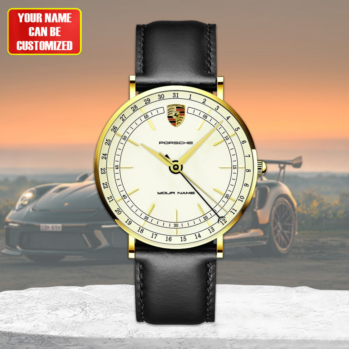 Personalized Pors Classic Quartz Leather Watch P150401