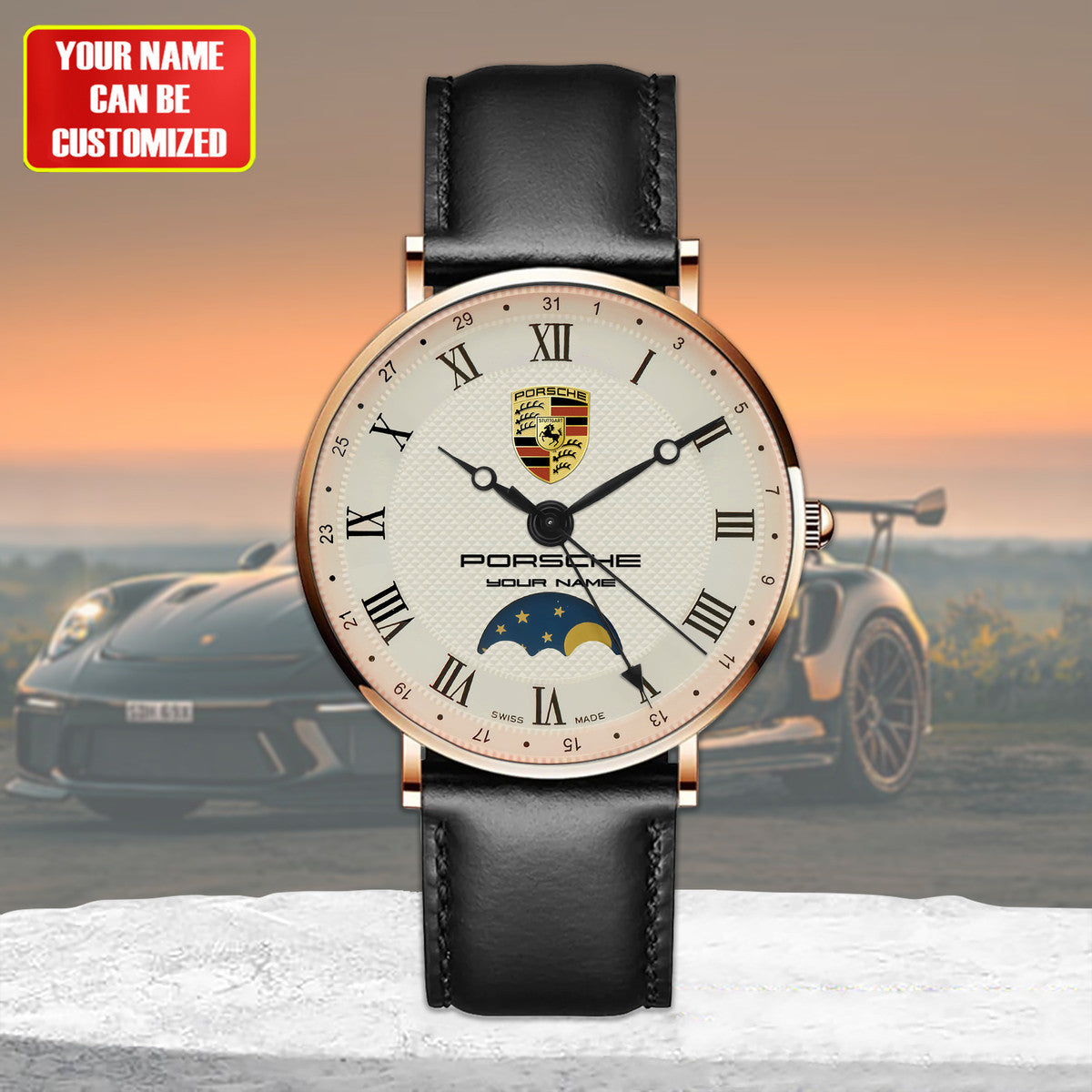 Personalized Pors Luxury Quartz Leather Watch P290404