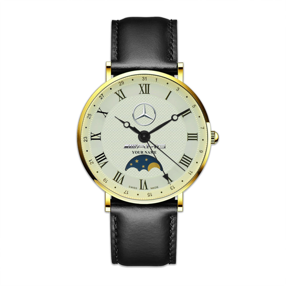 Personalized Merc Luxury Quartz Leather Watch P290405