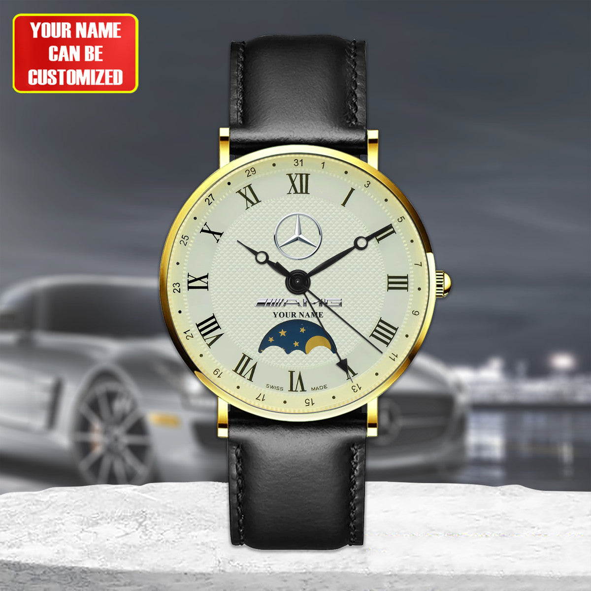 Personalized Merc Luxury Quartz Leather Watch P290405