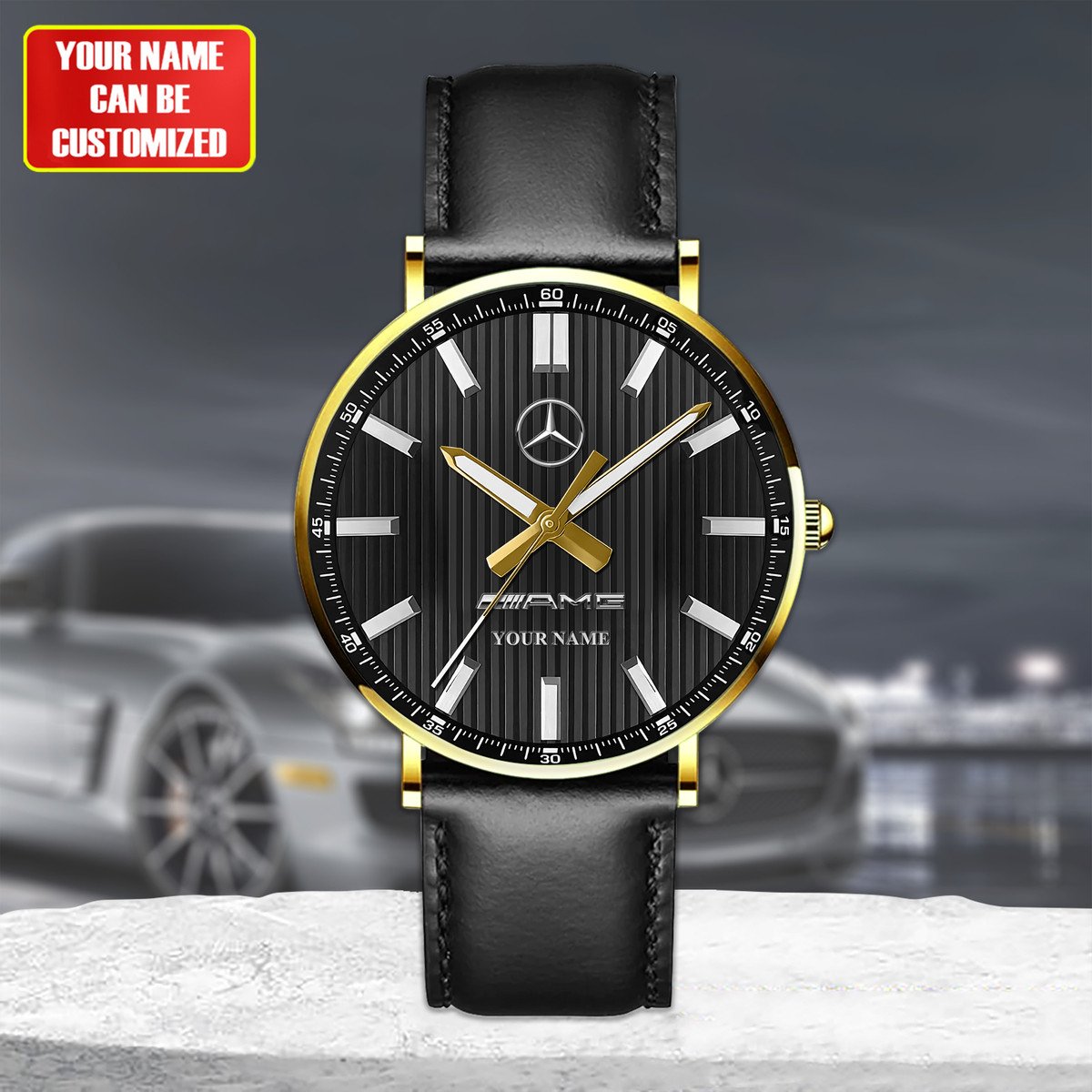 Personalized Merc AMG Luxury Quartz Leather Watch QB230705