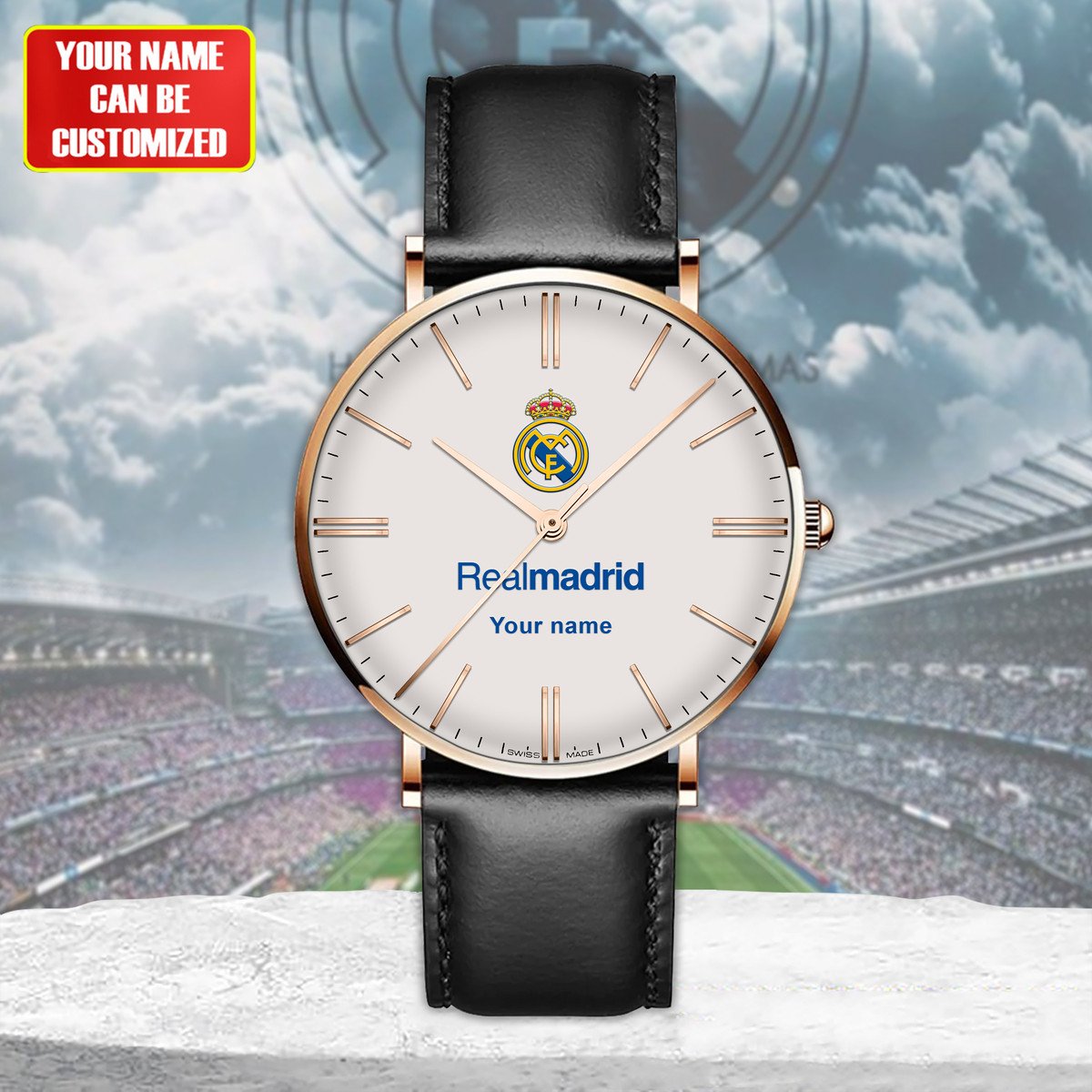 Personalized Real Madrid Luxury Quartz Leather Watch Q130802