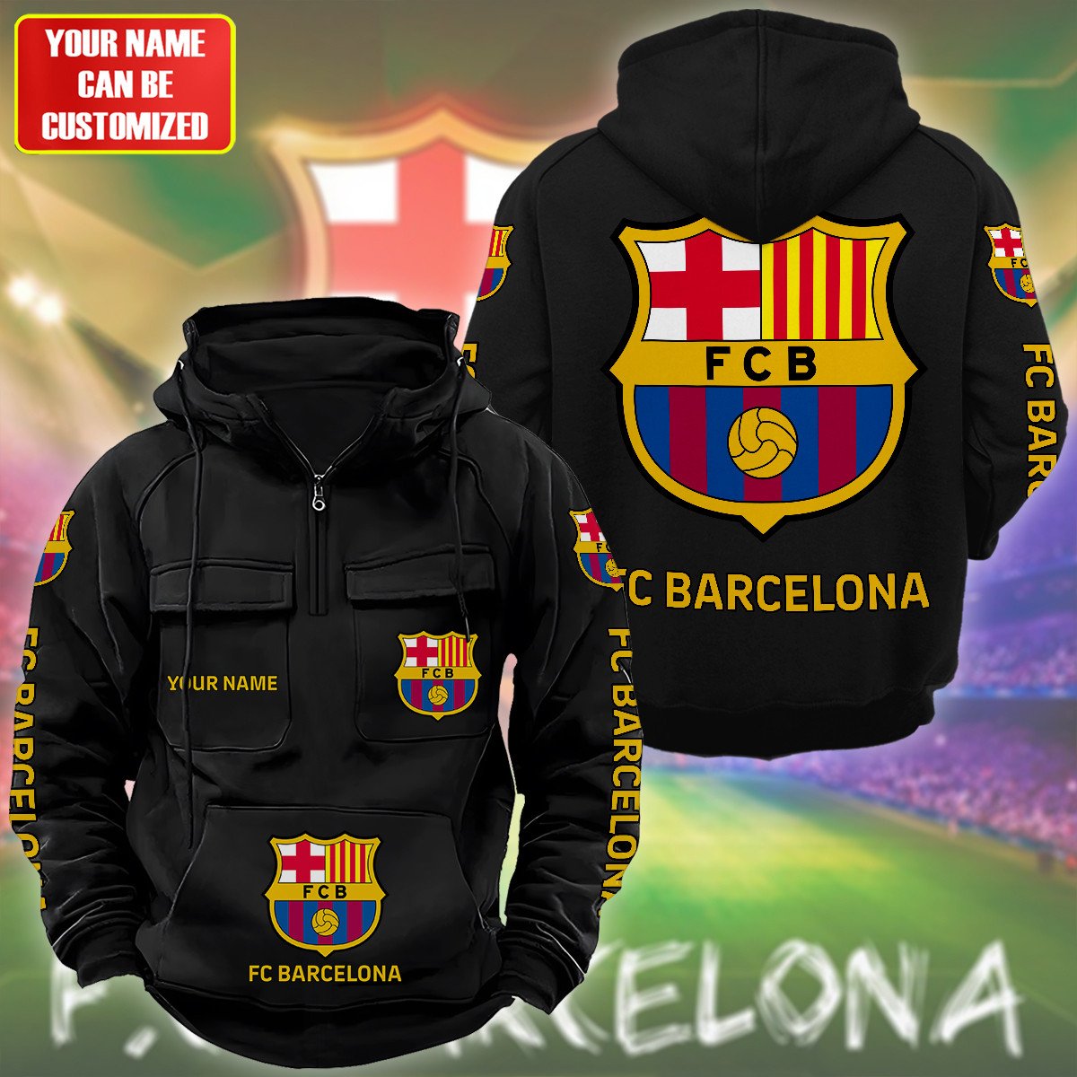 Personalized Barça Retro Cotton Hoodie S200805