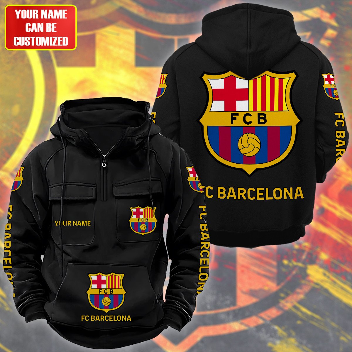 Personalized Barça Retro Cotton Hoodie S200805