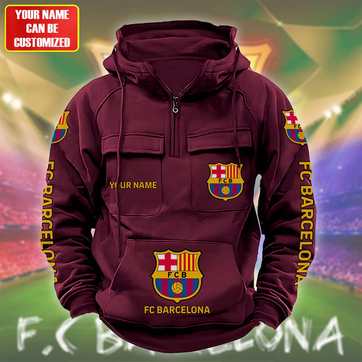 Personalized Barça Retro Cotton Hoodie S200805