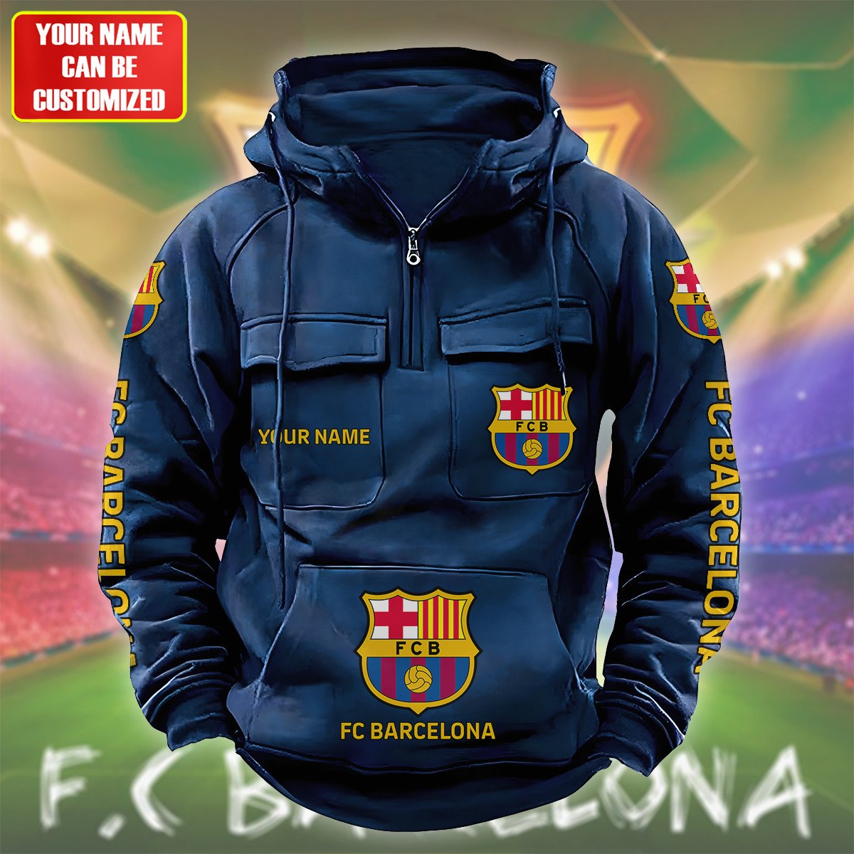 Personalized Barça Retro Cotton Hoodie S200805
