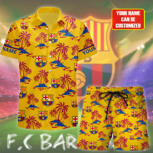 Personalized Barça Tropical Hawaii Shirt Beach Short S210802
