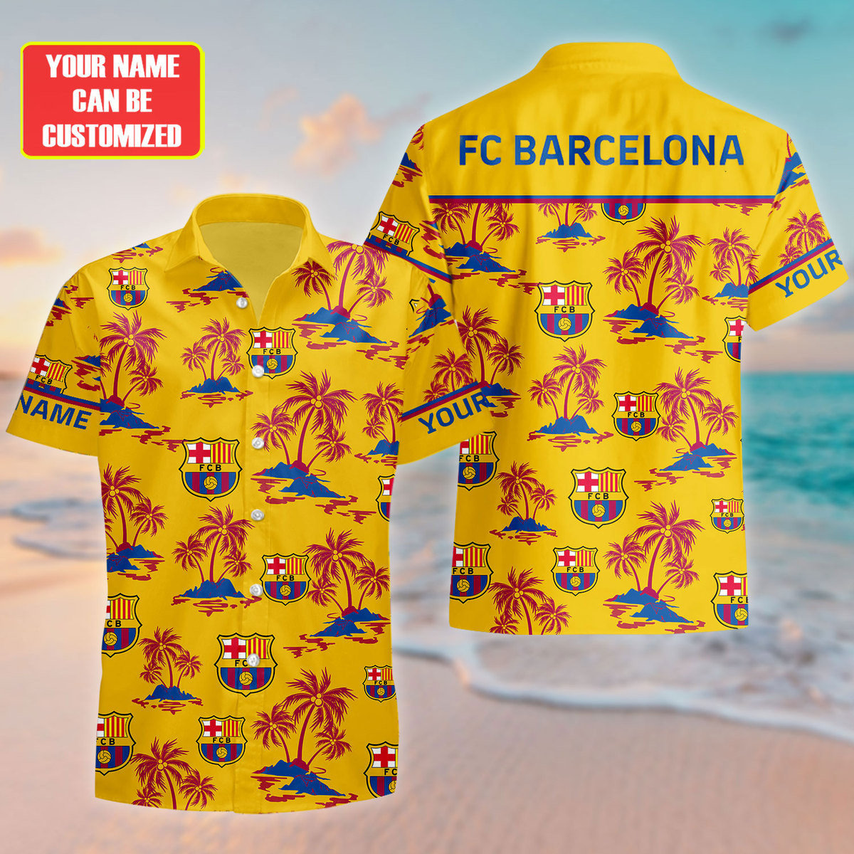 Personalized Barça Tropical Hawaii Shirt Beach Short S210802