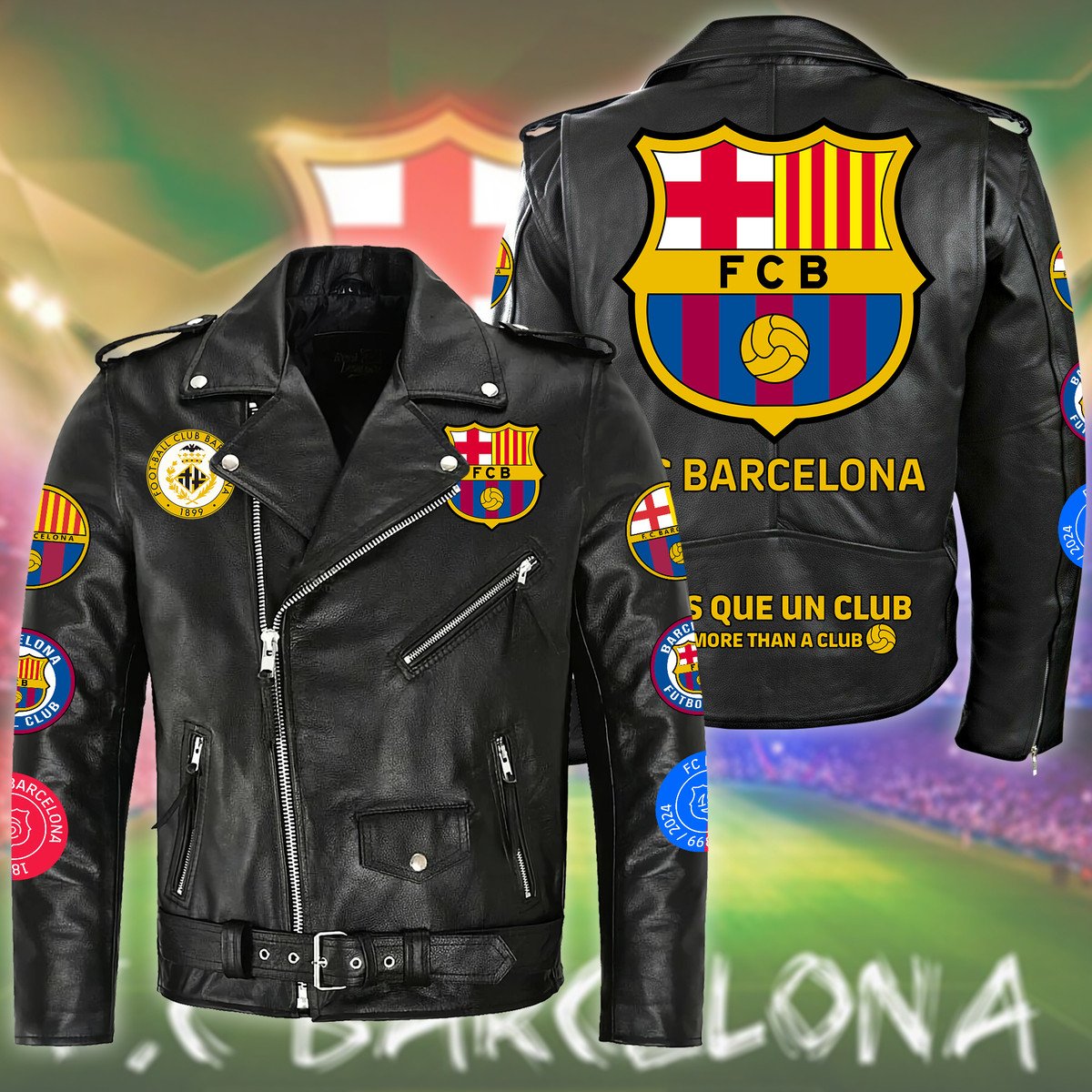 Barça Zipper Vintage Leather Jacket Q230802