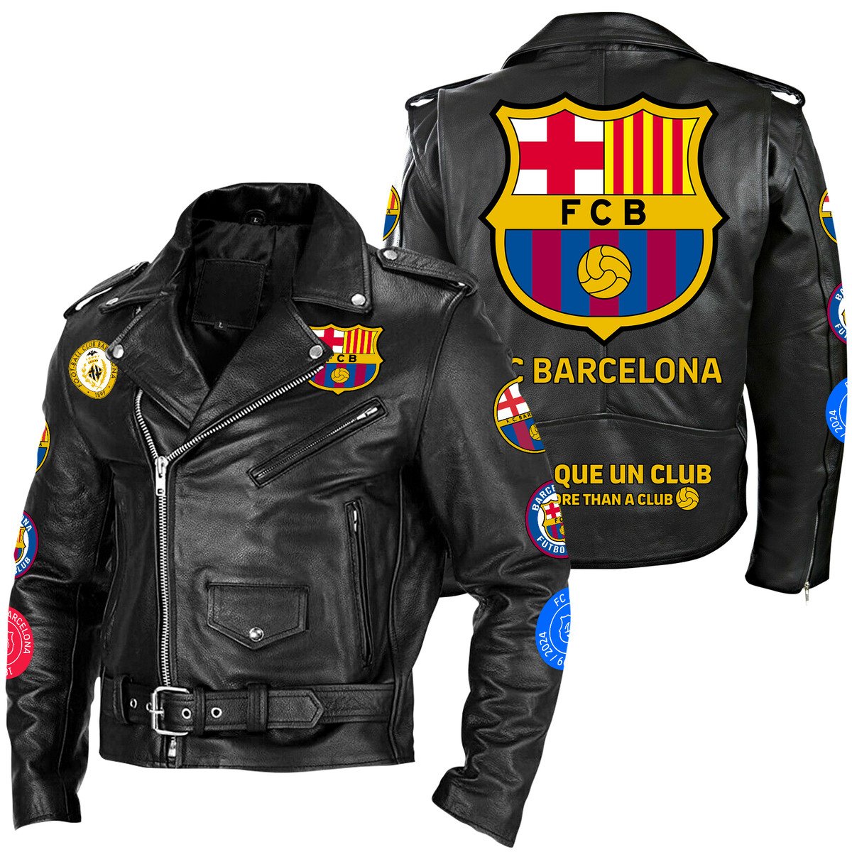 Barça Zipper Vintage Leather Jacket Q230802