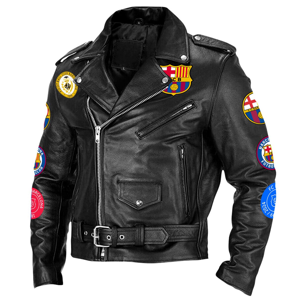 Barça Zipper Vintage Leather Jacket Q230802