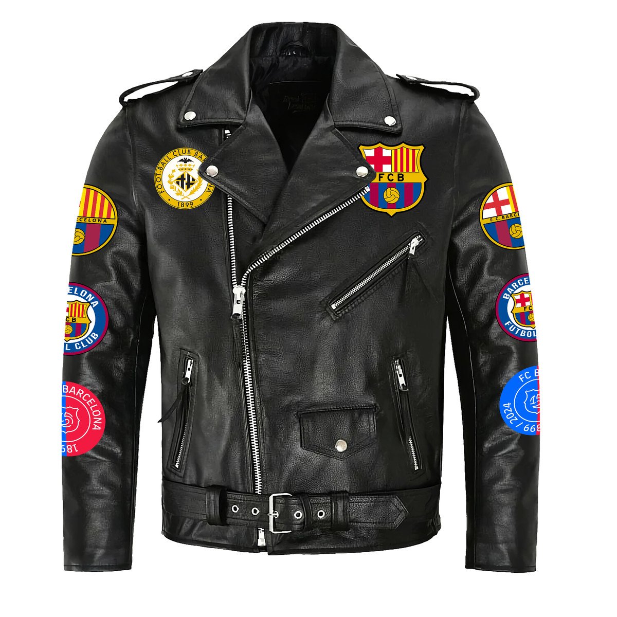 Barça Zipper Vintage Leather Jacket Q230802
