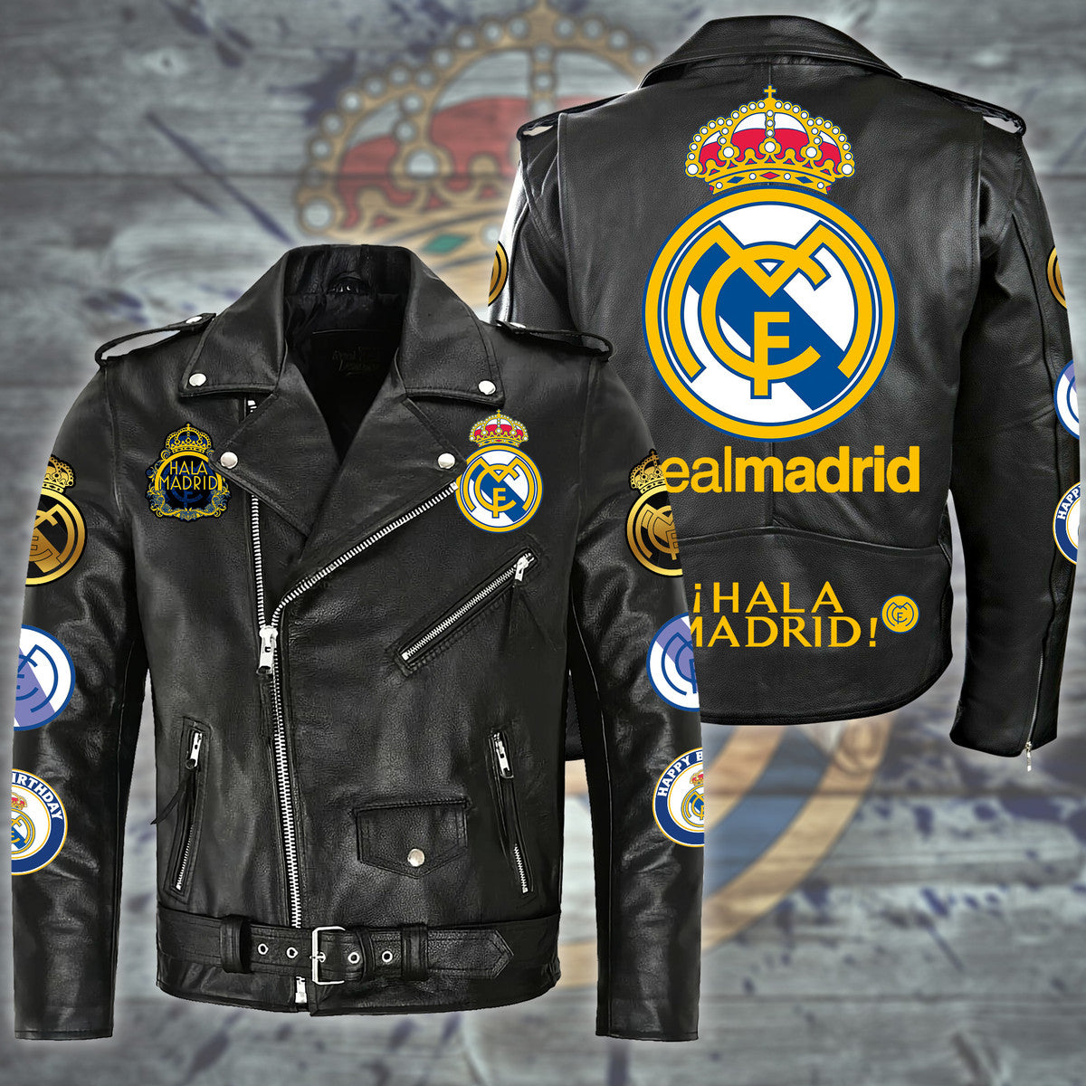 Real Madrid Zipper Vintage Leather Jacket Q230801