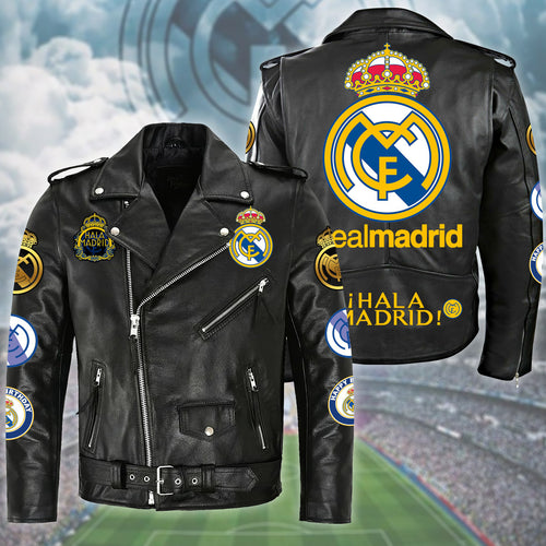 Real Madrid Zipper Vintage Leather Jacket Q230801