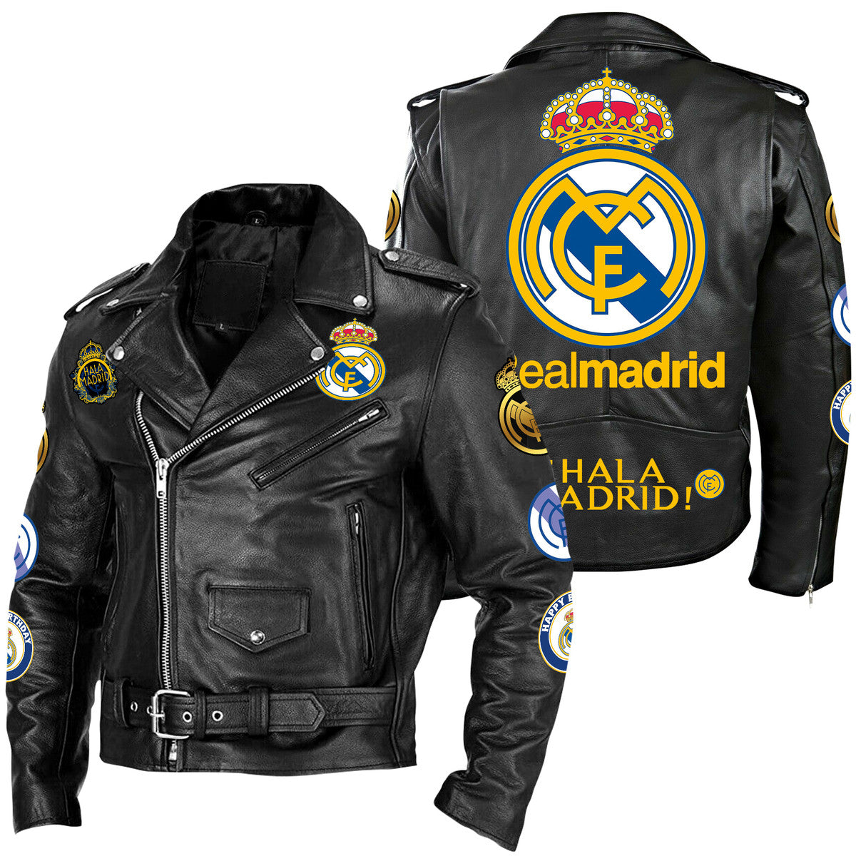 Real Madrid Zipper Vintage Leather Jacket Q230801