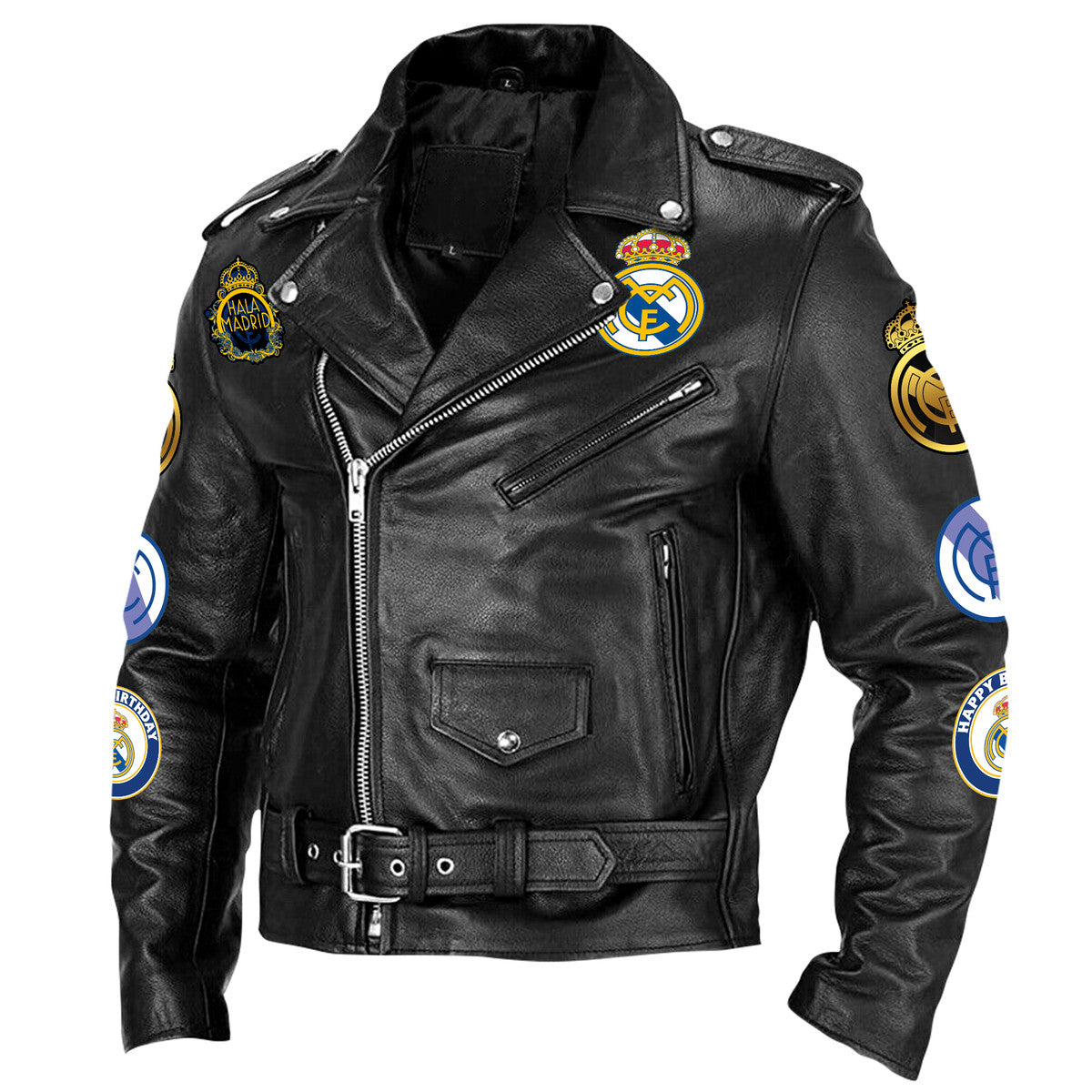 Real Madrid Zipper Vintage Leather Jacket Q230801