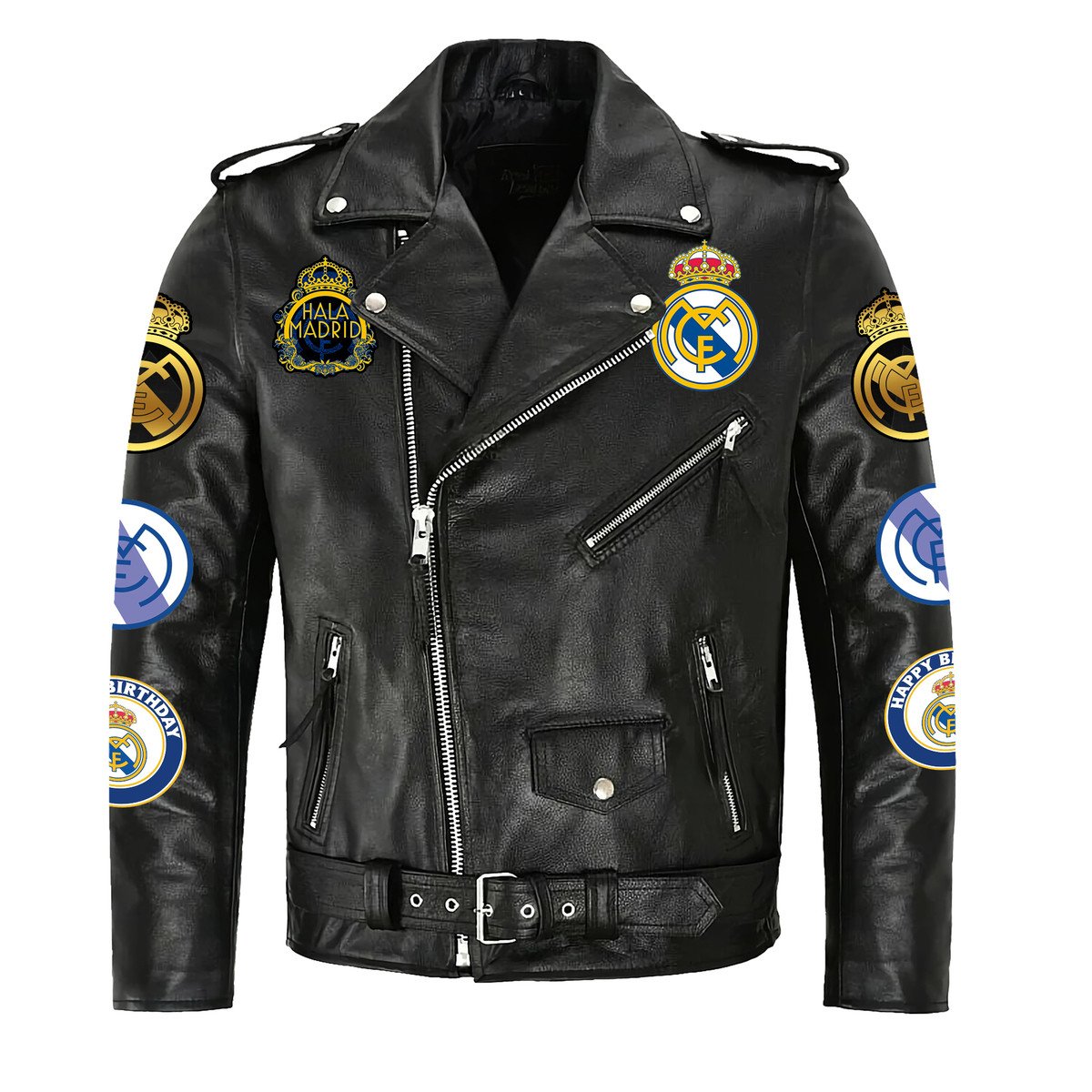Real Madrid Zipper Vintage Leather Jacket Q230801