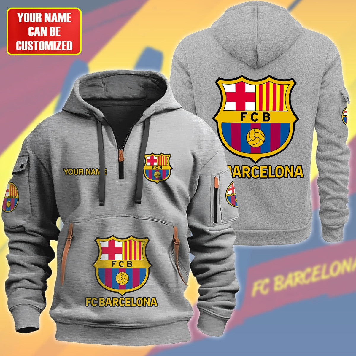 Personalized Barcelona F.C Zip-Hoodie Cotton Jacket P230801