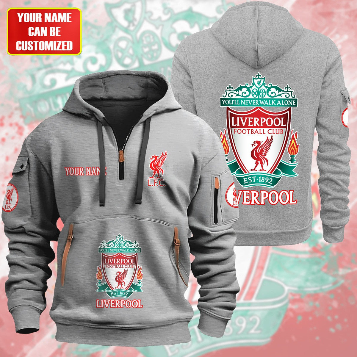 Personalized Liverpool F.C Zip-Hoodie Cotton Jacket P280804