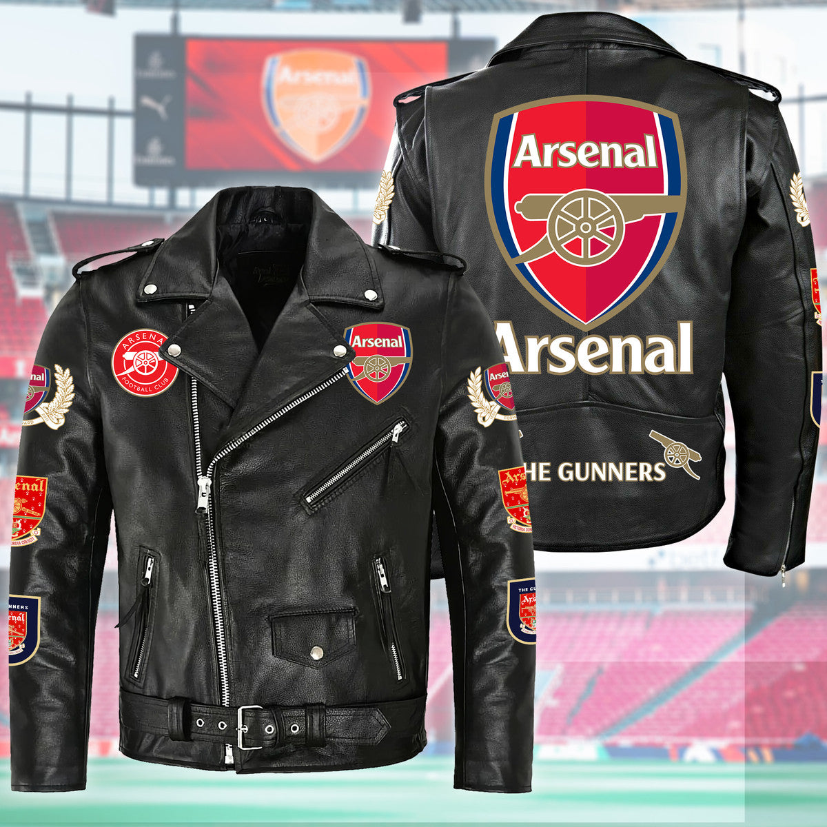 Arsenal The Gunners Zipper Vintage Leather Jacket Q280801