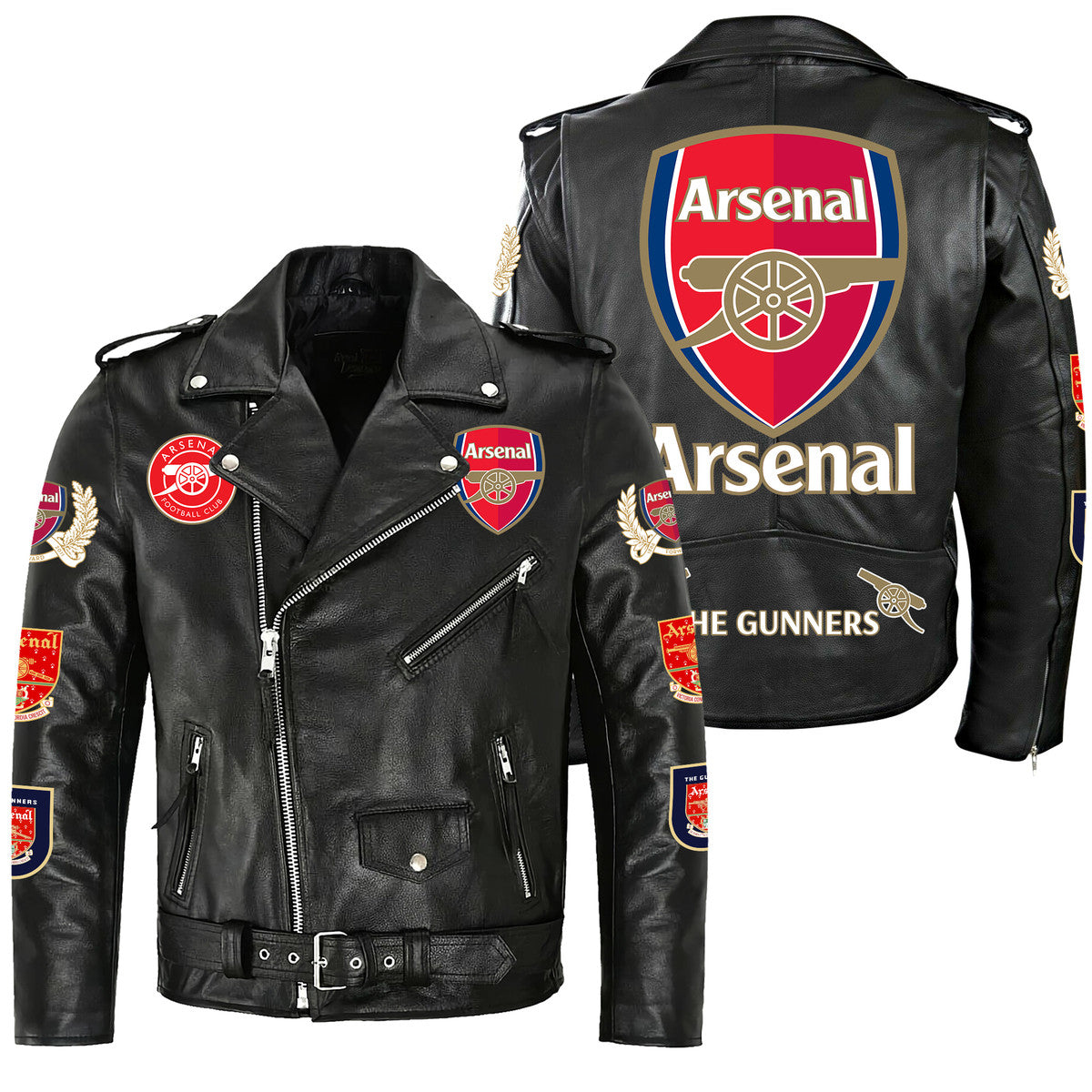 Arsenal The Gunners Zipper Vintage Leather Jacket Q280801