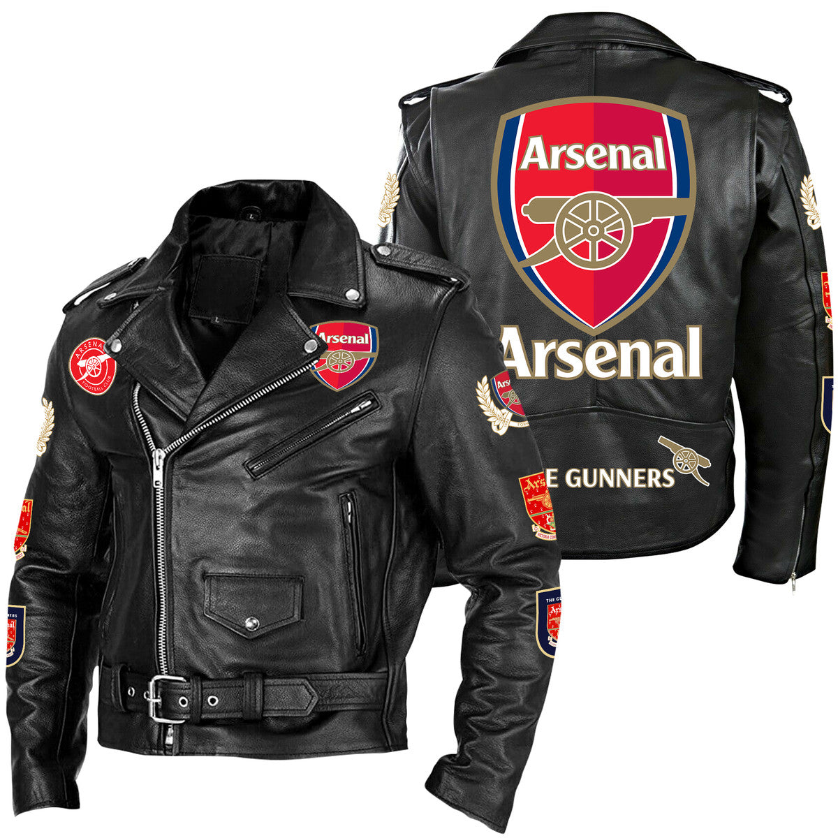 Arsenal The Gunners Zipper Vintage Leather Jacket Q280801