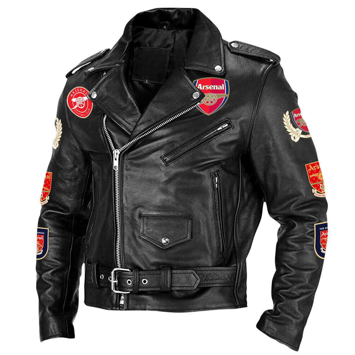 Arsenal The Gunners Zipper Vintage Leather Jacket Q280801