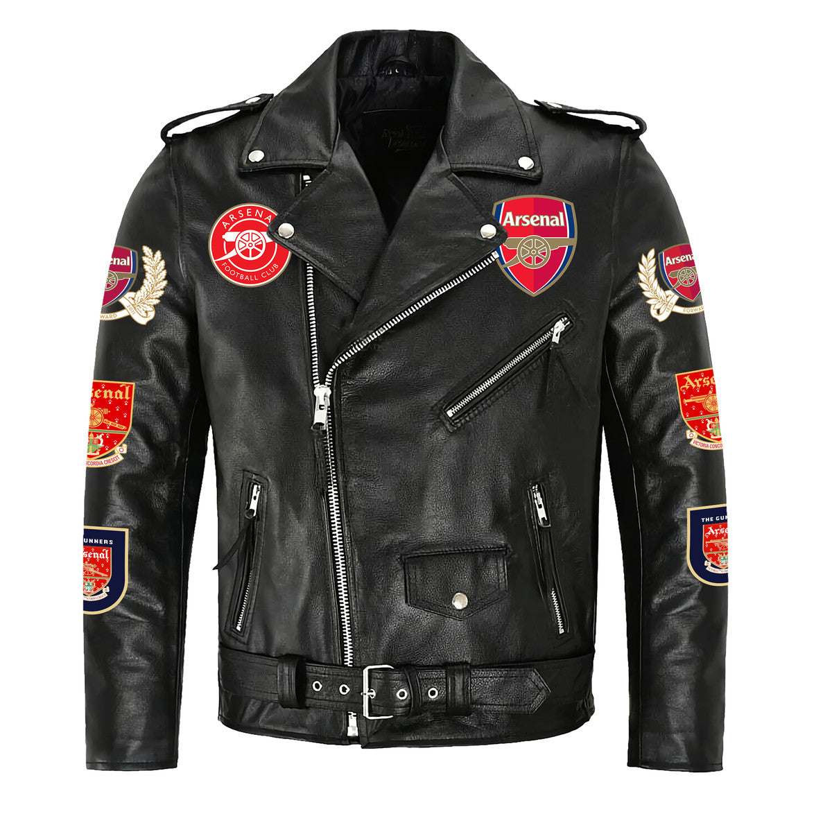 Arsenal The Gunners Zipper Vintage Leather Jacket Q280801