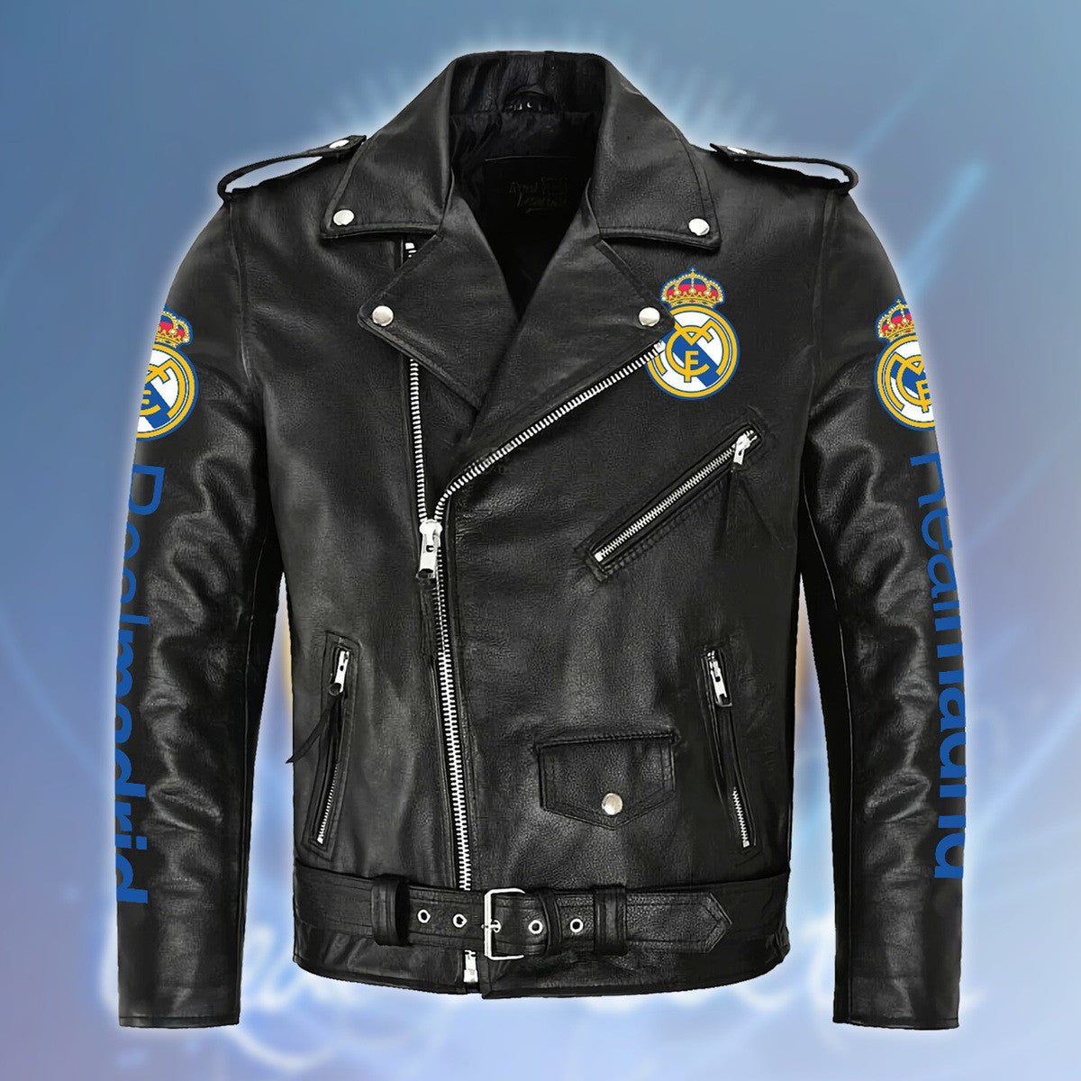 Real Madrid Zipper Vintage Leather Jacket S290802