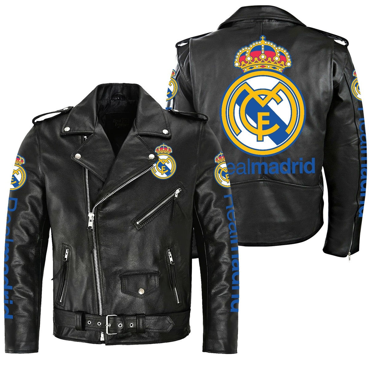 Real Madrid Zipper Vintage Leather Jacket S290802