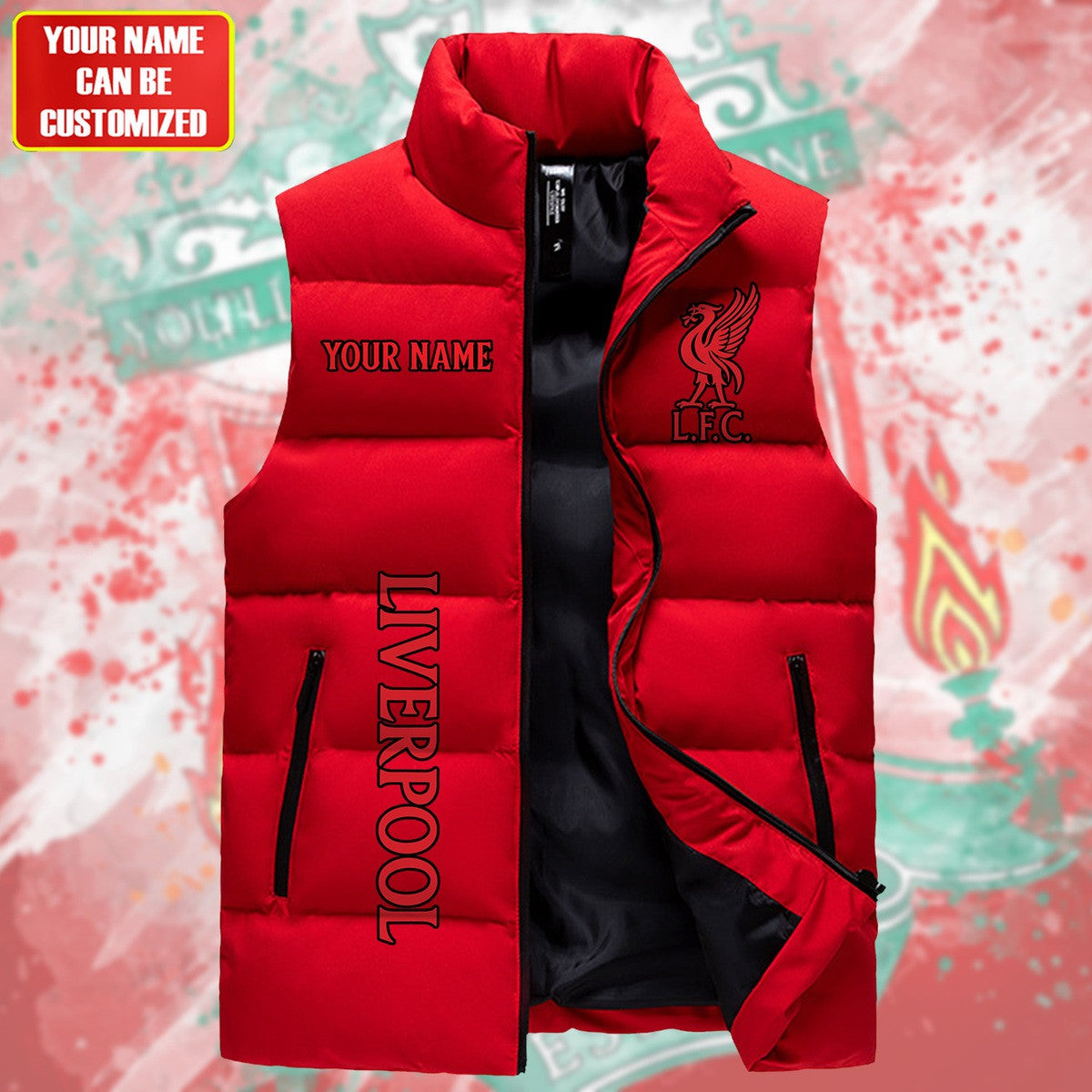 Personalized Liverpool FC Sleeveless Windproof Puffer Jacket P050905