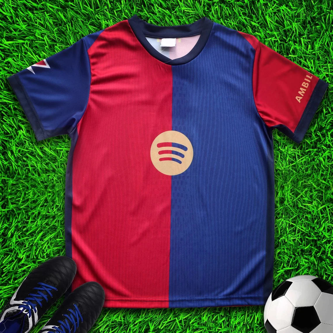 Barcelona Yamal Home New 2024/2025 Soccer Jersey & Shorts with Socks Set for Boys and Girls Youth Sizes