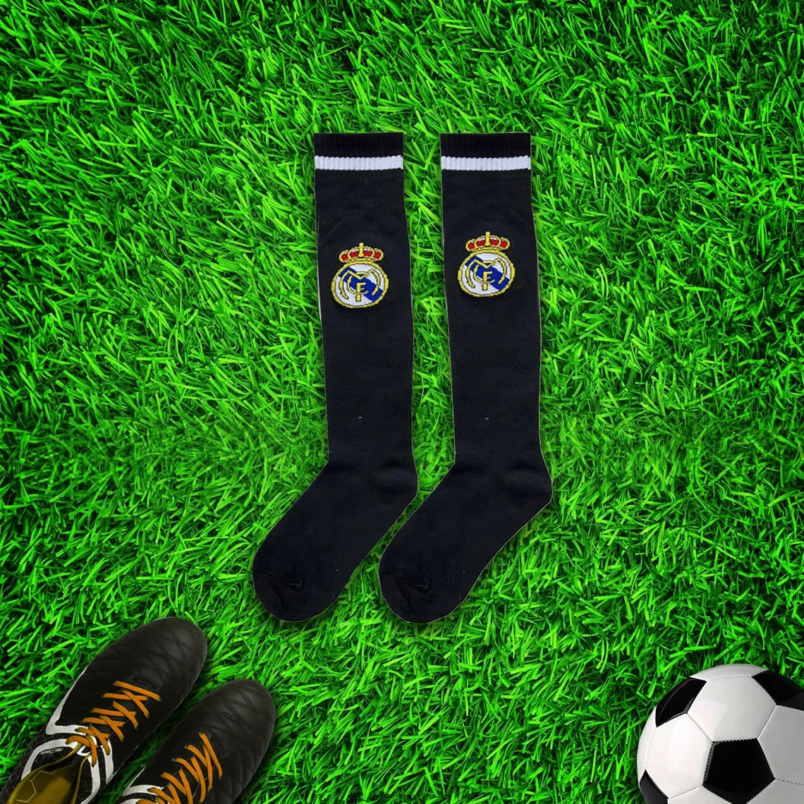 Real Madrid Vini Jr. Gold Black Dragon Soccer Jersey Kit & Shorts with Socks Set for Boys Girls Vintage Youth Sizes