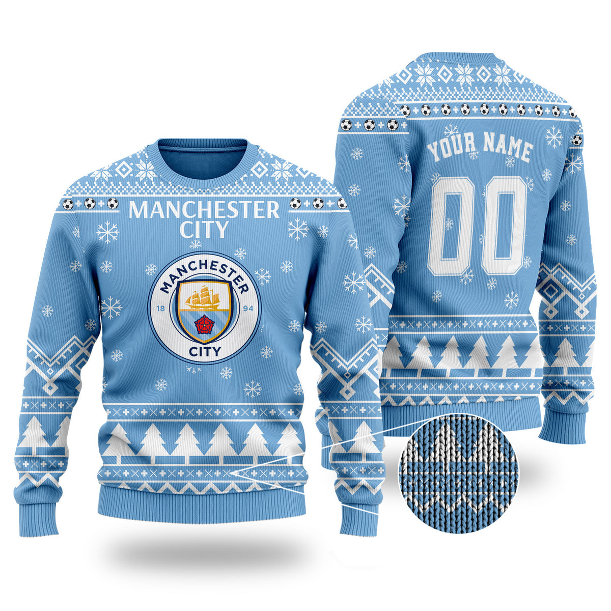 Manchester City Ugly Christmas Sweater , Unisex Wool Sweater