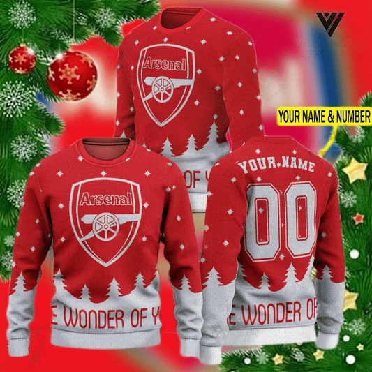 Personalized Arsenal Ugly Christmas Sweater , Unisex Wool Sweater