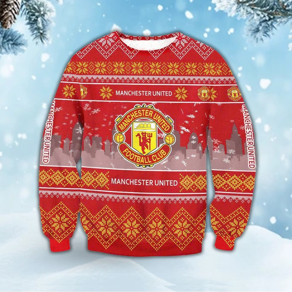 Manchester United Q2 Ugly Christmas Sweater , Unisex Wool Sweater