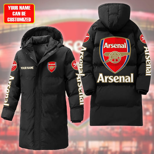 Personalized Arsenal Long Padded Coat , Thick And Warm , Hooded Cotton Coat Q270905