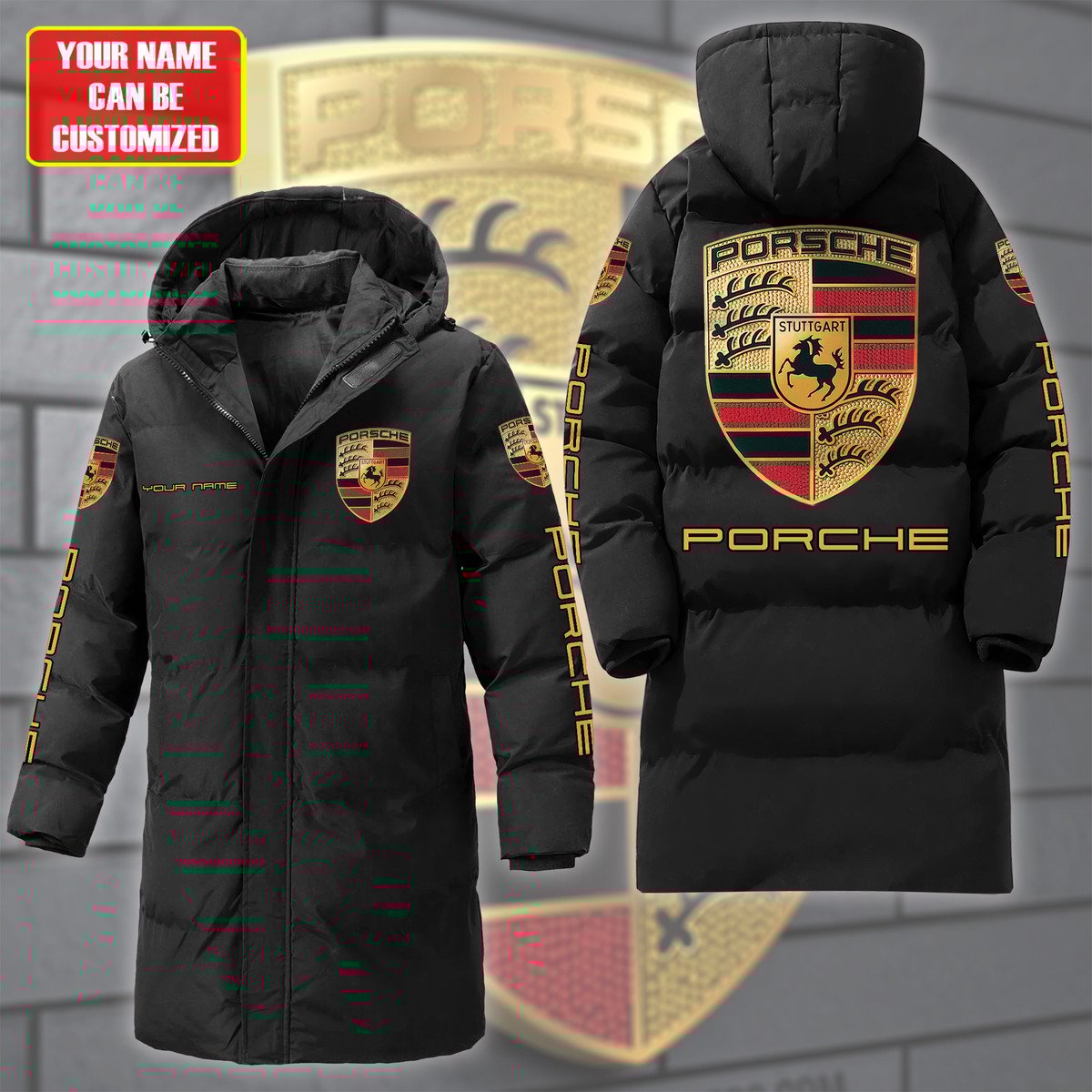 Personalized Pors Long Padded Coat , Thick And Warm , Hooded Cotton Coat QB011003