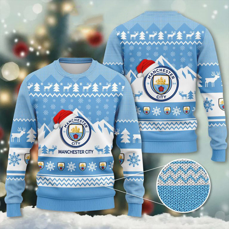 Manchester City S2 Ugly Christmas Sweater , Unisex Wool Sweater