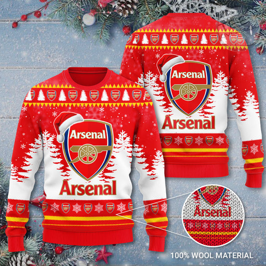 Arsenal Ugly Christmas Sweater , Unisex Wool Sweater